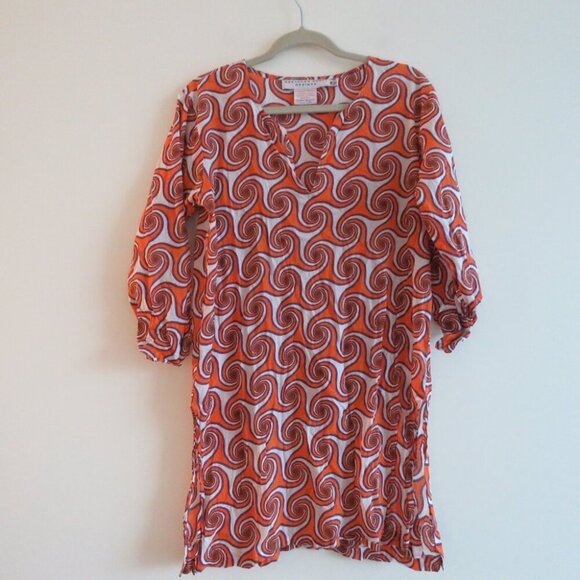 GRETCHEN SCOTT DESIGNS Abstract Geometric Retro Cotton Long Tunic Top - Size M - Picture 2 of 15